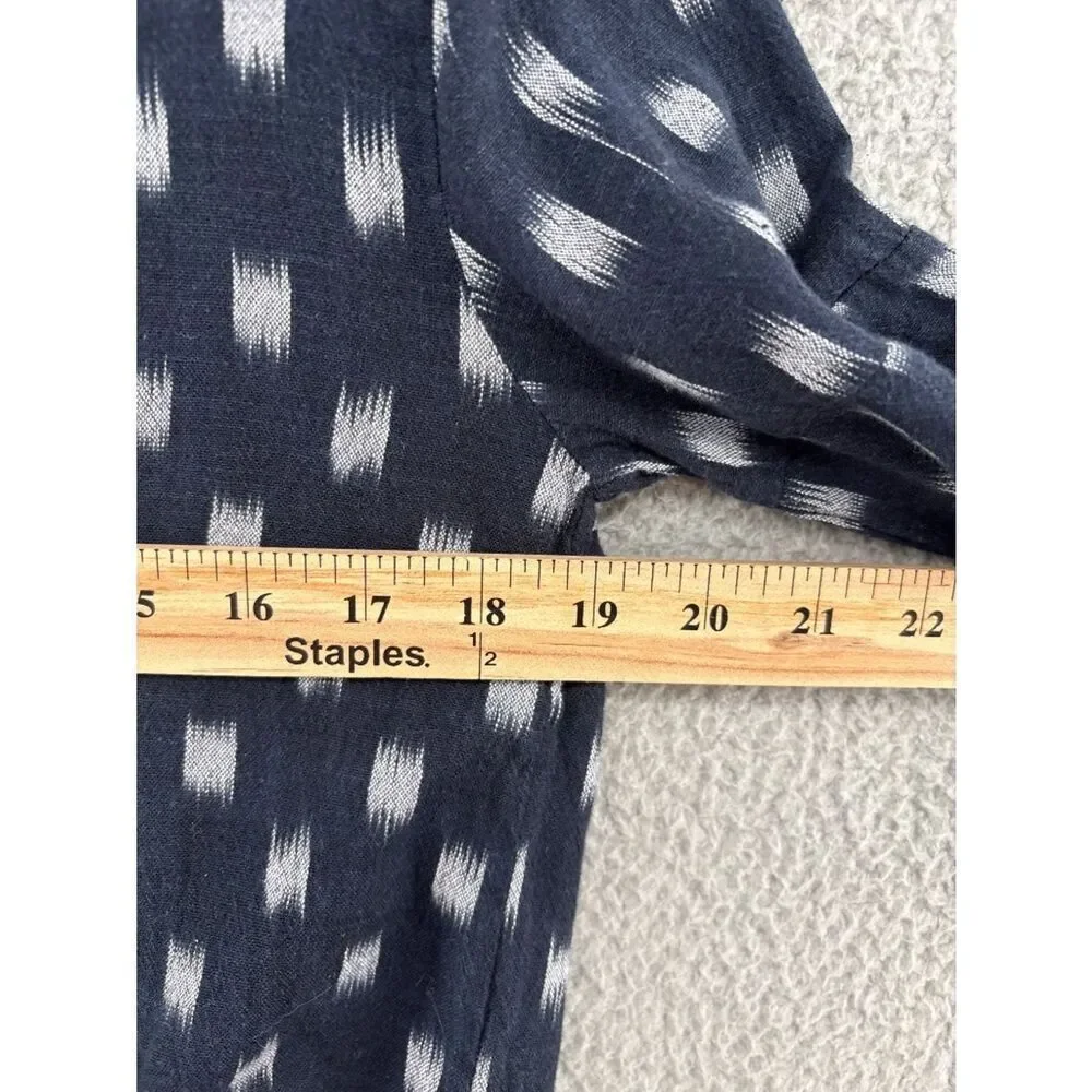 Ulla Johnson Corsica Dress Size 2 Navy Indigo Ikat Cotton Tie Waist Mini
